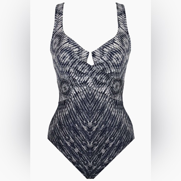NEW MIRACLESUIT Silver Shores Criss Cross Escape One Piece Swimsuit Size 8 - Picture 6 of 10